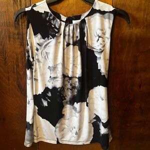 Calvin Klein Black and White Floral Blouse